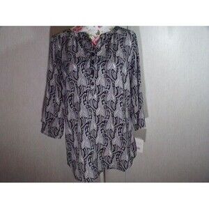 Croft & Barrow Womens Blouse Top Size S Small Paisley NWT 3/4 Sleeve Roll Tab